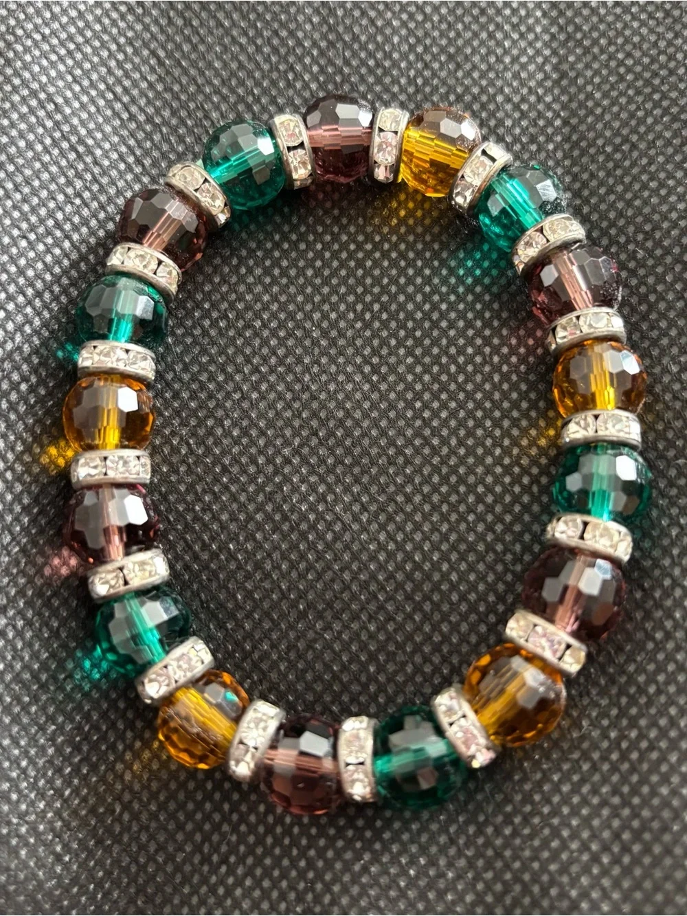 Multicolor Crystal Stretch Bracelet with Rhinestone Spacers